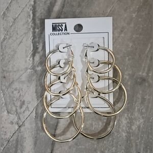 Gold Iconic Hoop Earrings Set BNIB